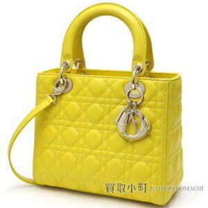 Dior Lady Classic Handbag Cannage Stitch Yellow Lambskin Shoulder Bag
